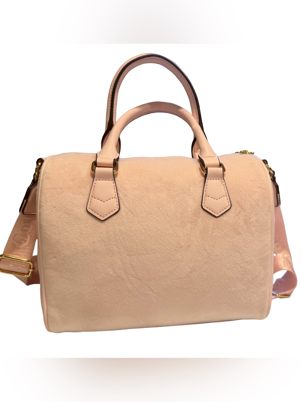 Juicy Couture NWT Blush Pink Crystal-Logo Satchel Crossbody Pink Trim. (P237 - Picture 4 of 10